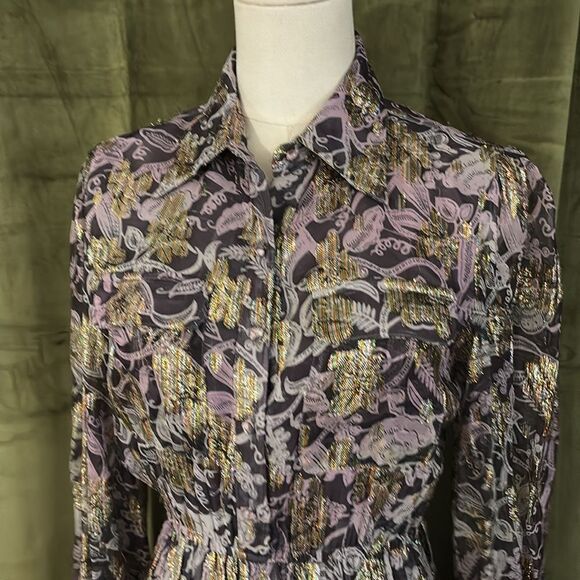 Rococo Sand viscose floral print / lurex maxi dress, S - Picture 12 of 16